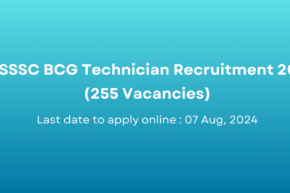 UPSSSC BCG Technician Recruitment 2024